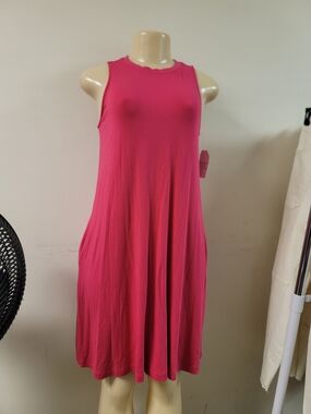 Sleeveless Hot Pink Swing Dress